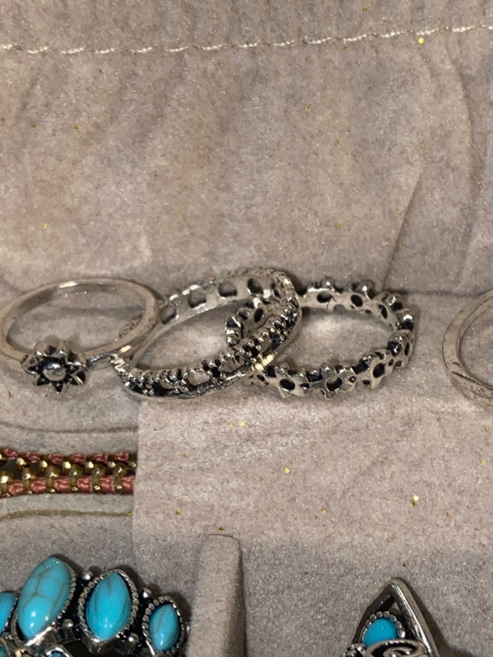 Silvertone Turquoise Set of 5 Assorted - Picture 6 of 6